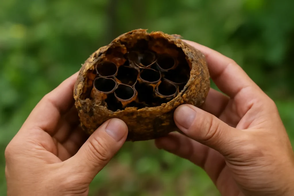 Tổ ong dú với các bọng sáp chứa mật